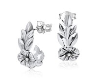 Little Flower Leaves Silver Ear Stud STS-3777